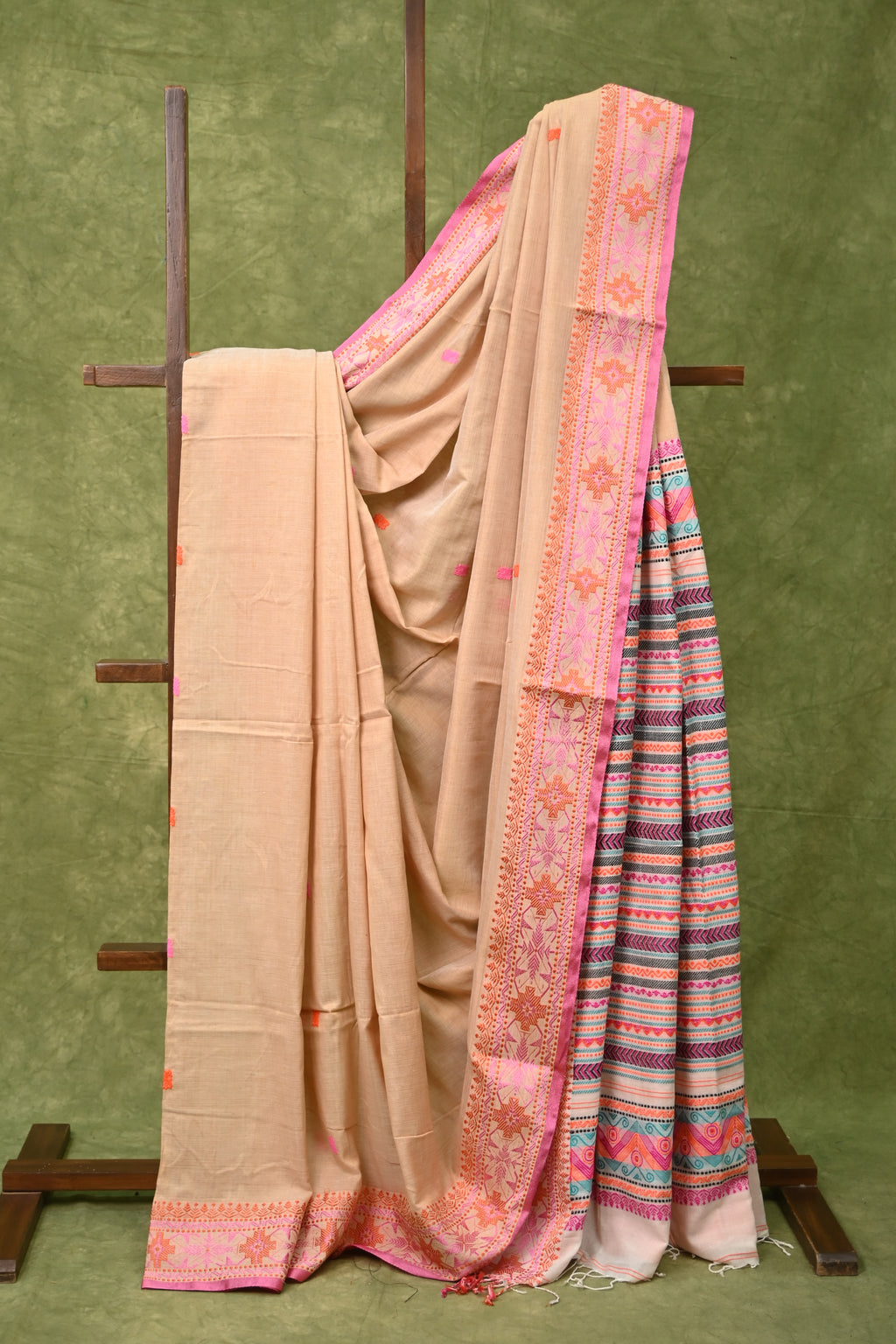 Light Brown Khandi Bengal Cotton Jamdani Saree SRCKBCJS41 Sayali