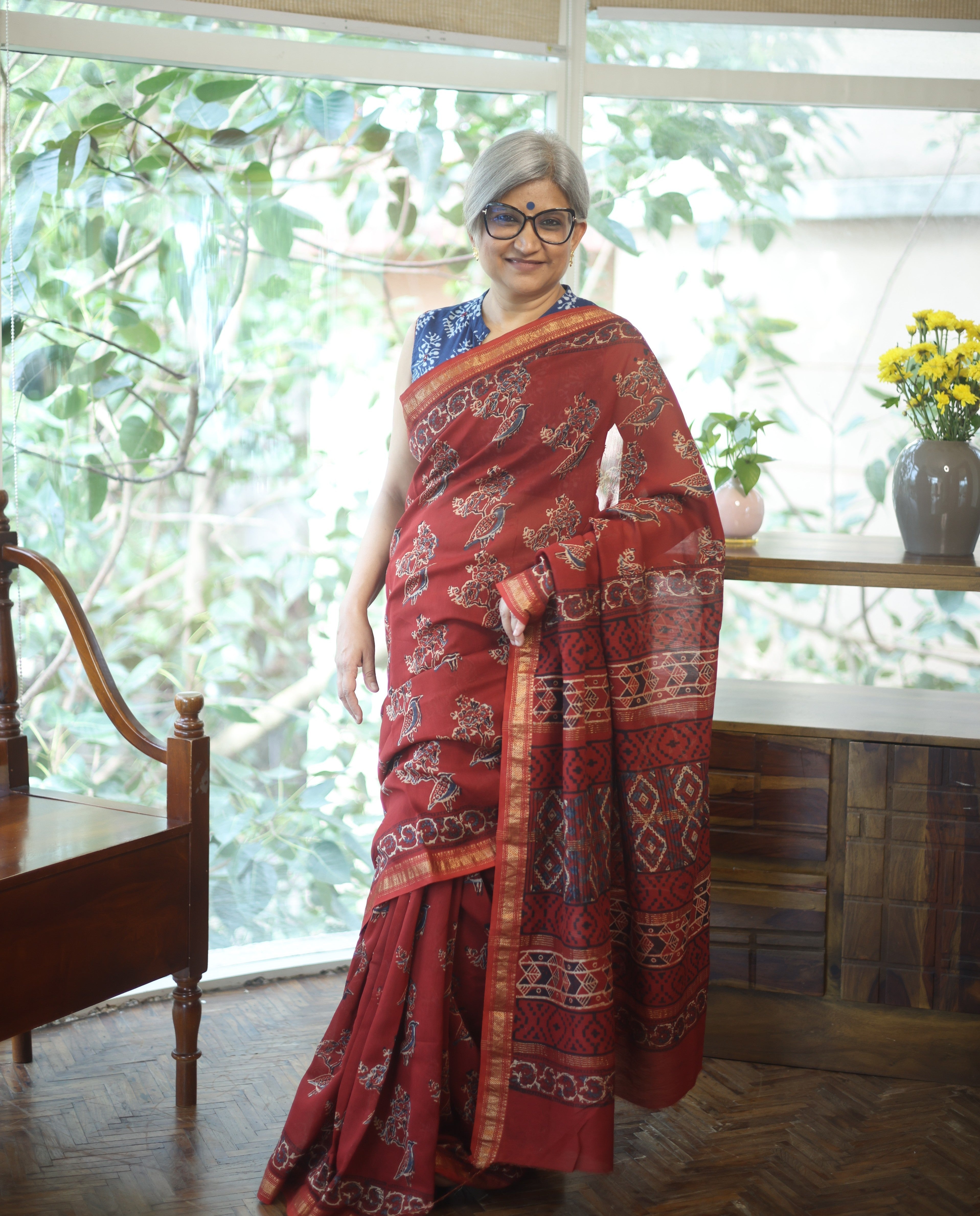 Hand Block Printed - HBP Maheshwari Saree