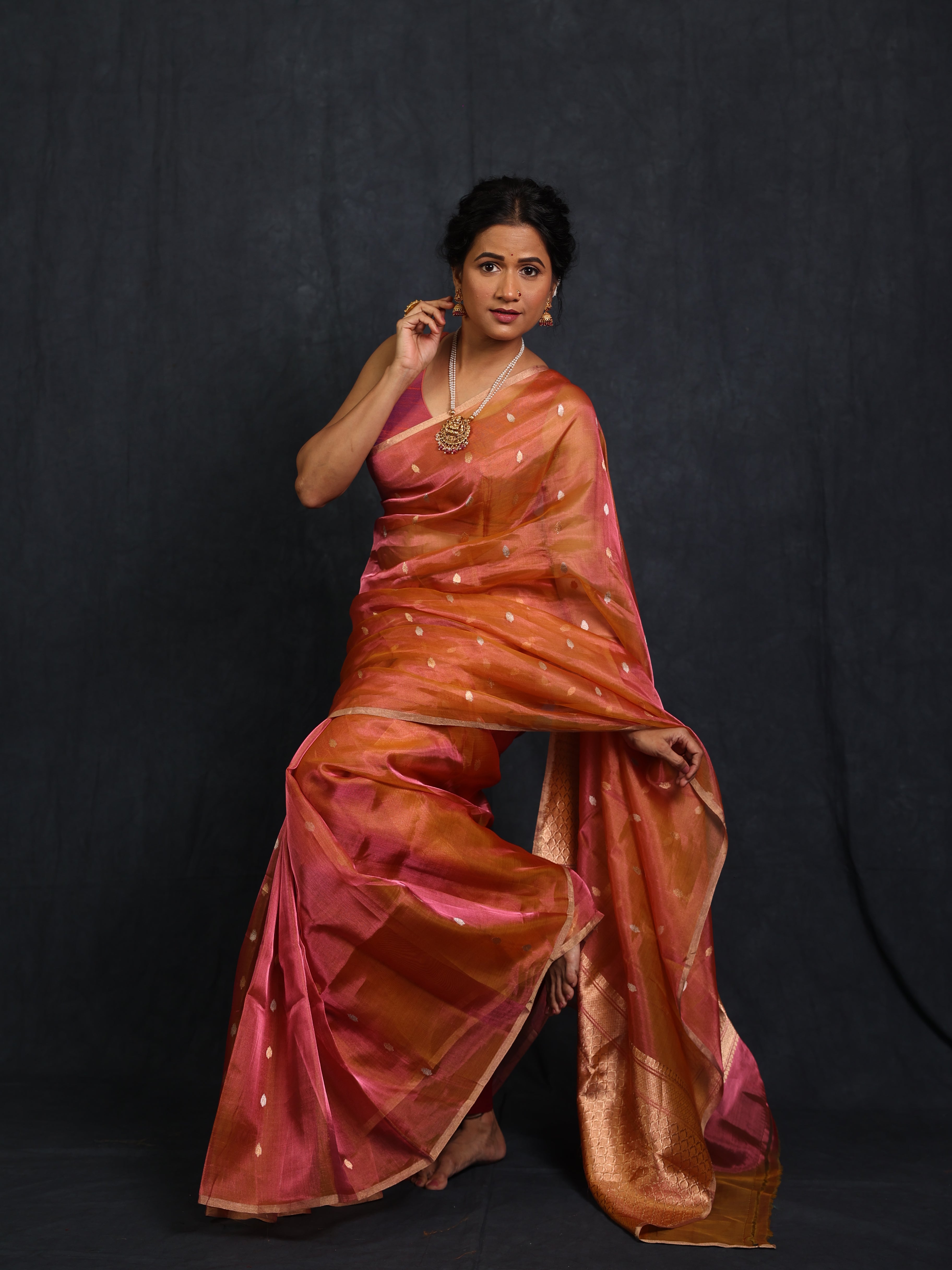 Two Tone Pink Tissue Banarasi Silk Saree - SRTTPTBSS67