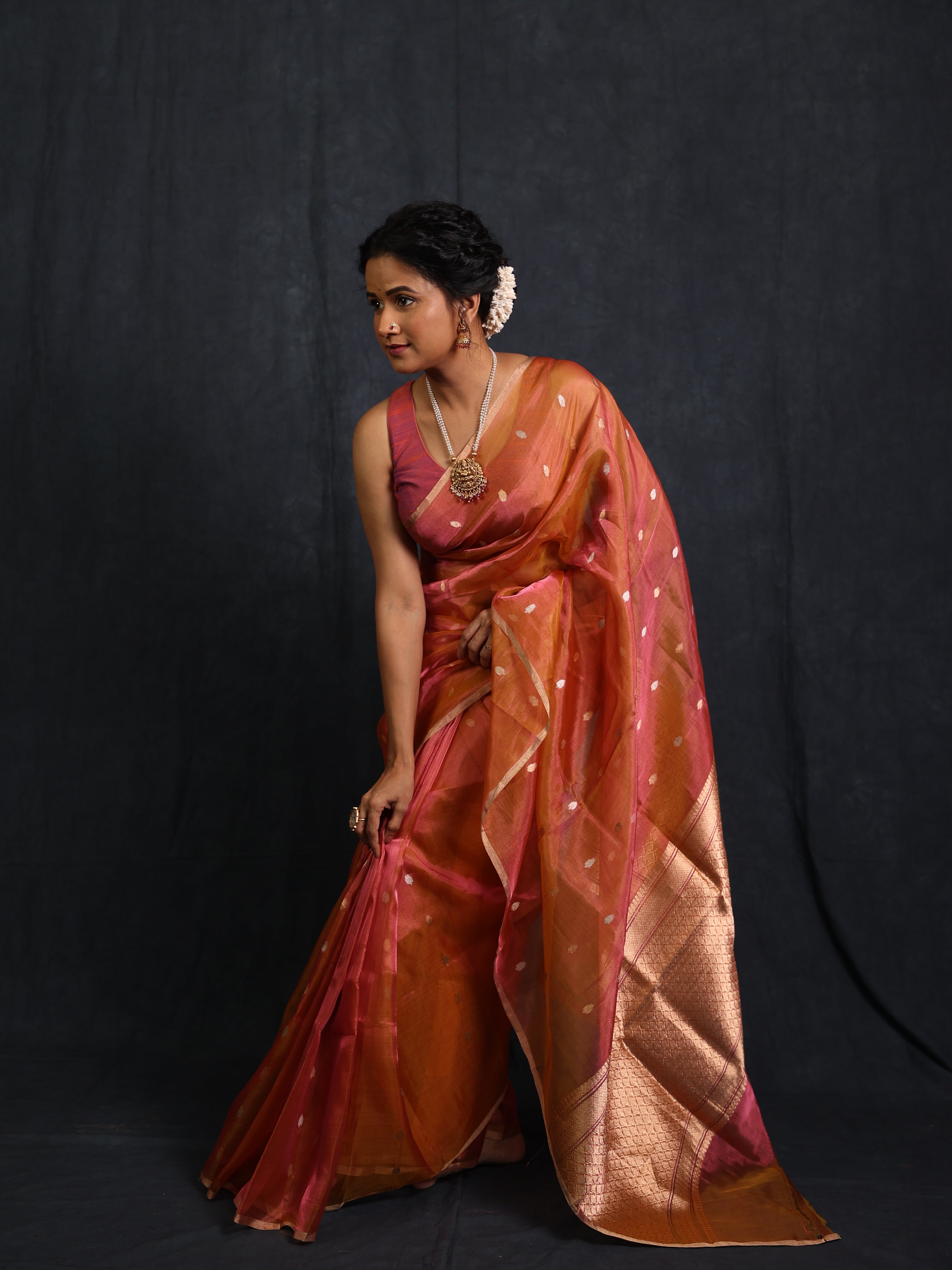 Two Tone Pink Tissue Banarasi Silk Saree - SRTTPTBSS67