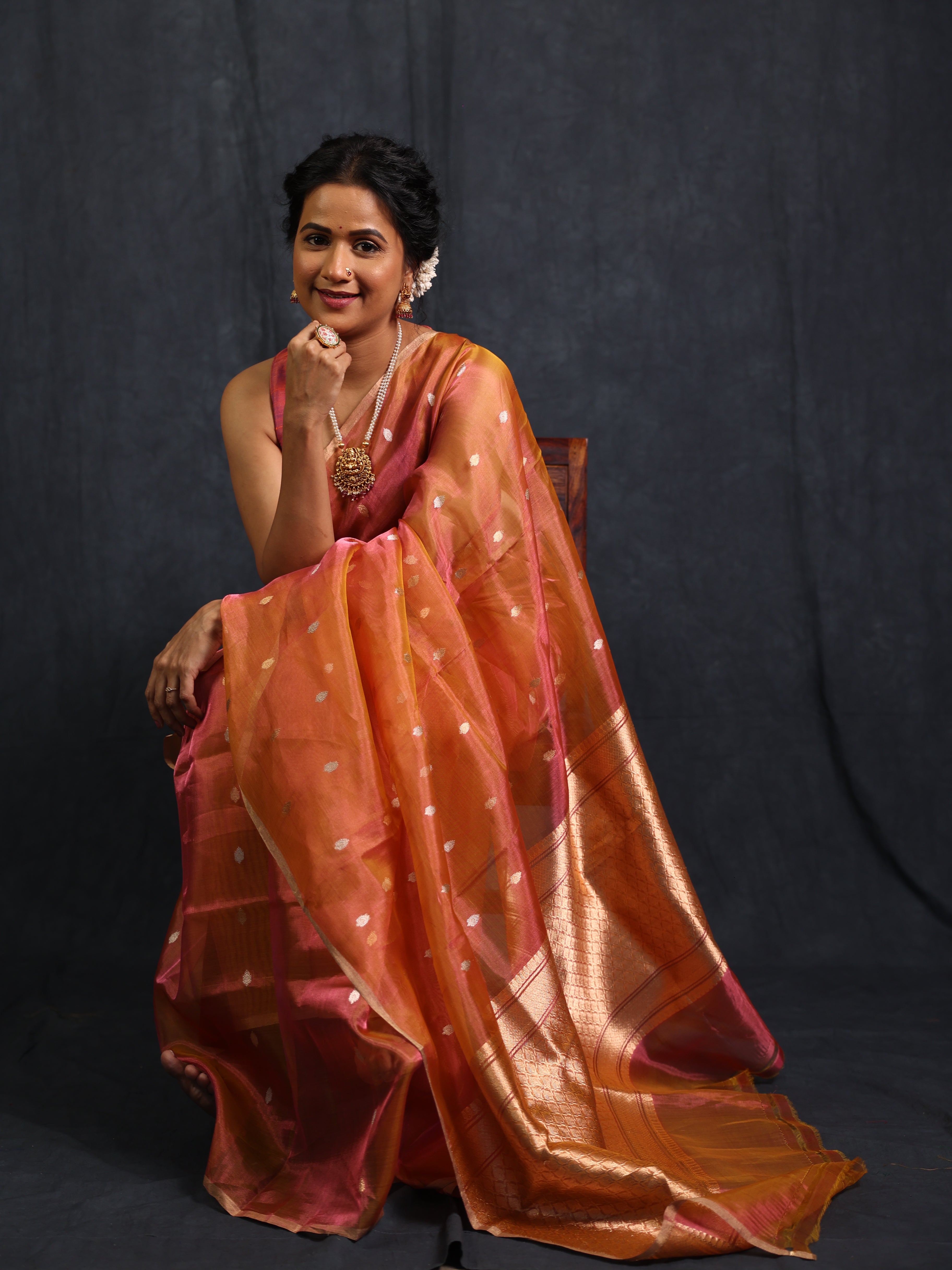 Two Tone Pink Tissue Banarasi Silk Saree - SRTTPTBSS67
