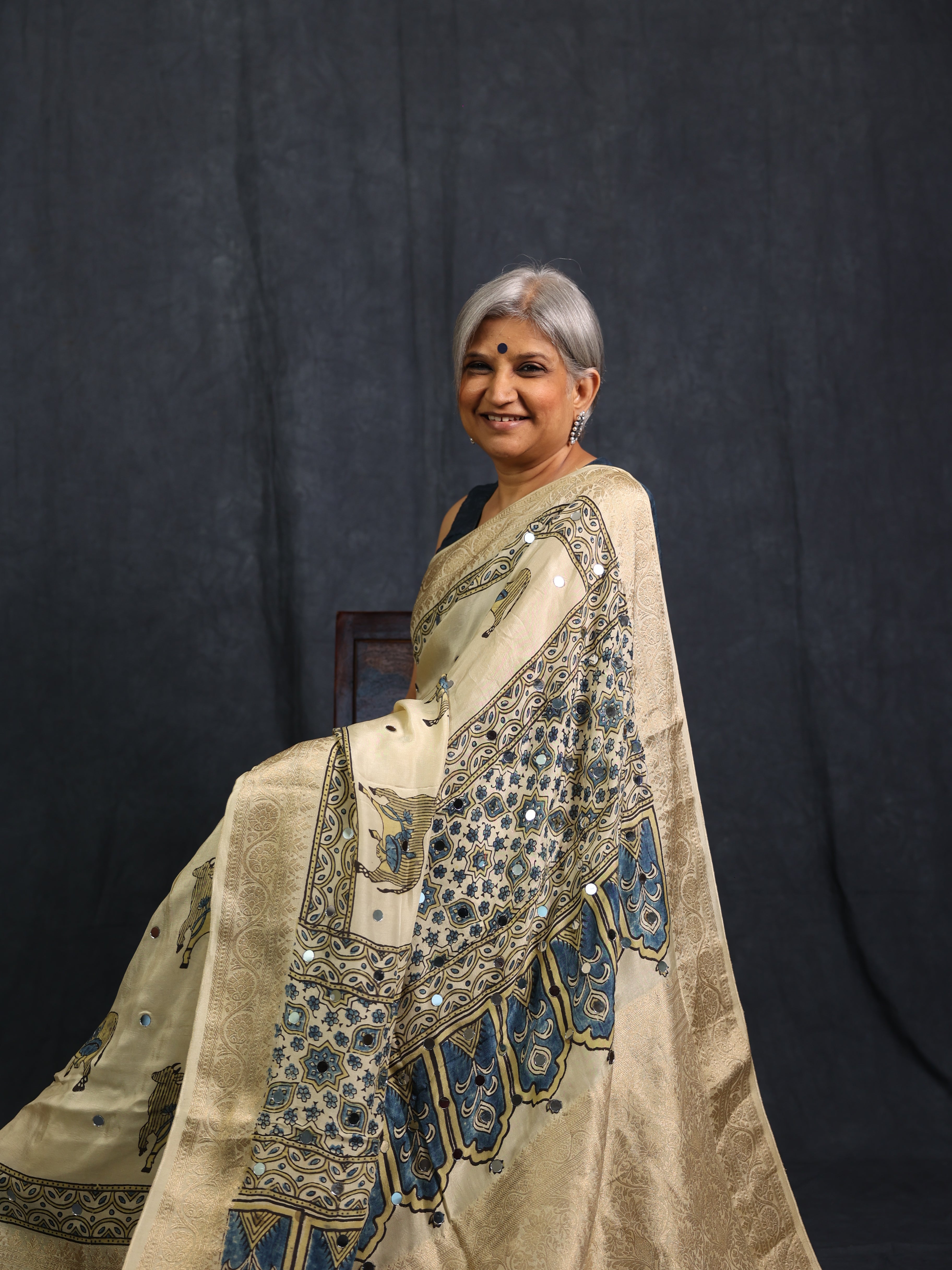 Cream HBP Modal Silk Saree - SRCMSS614