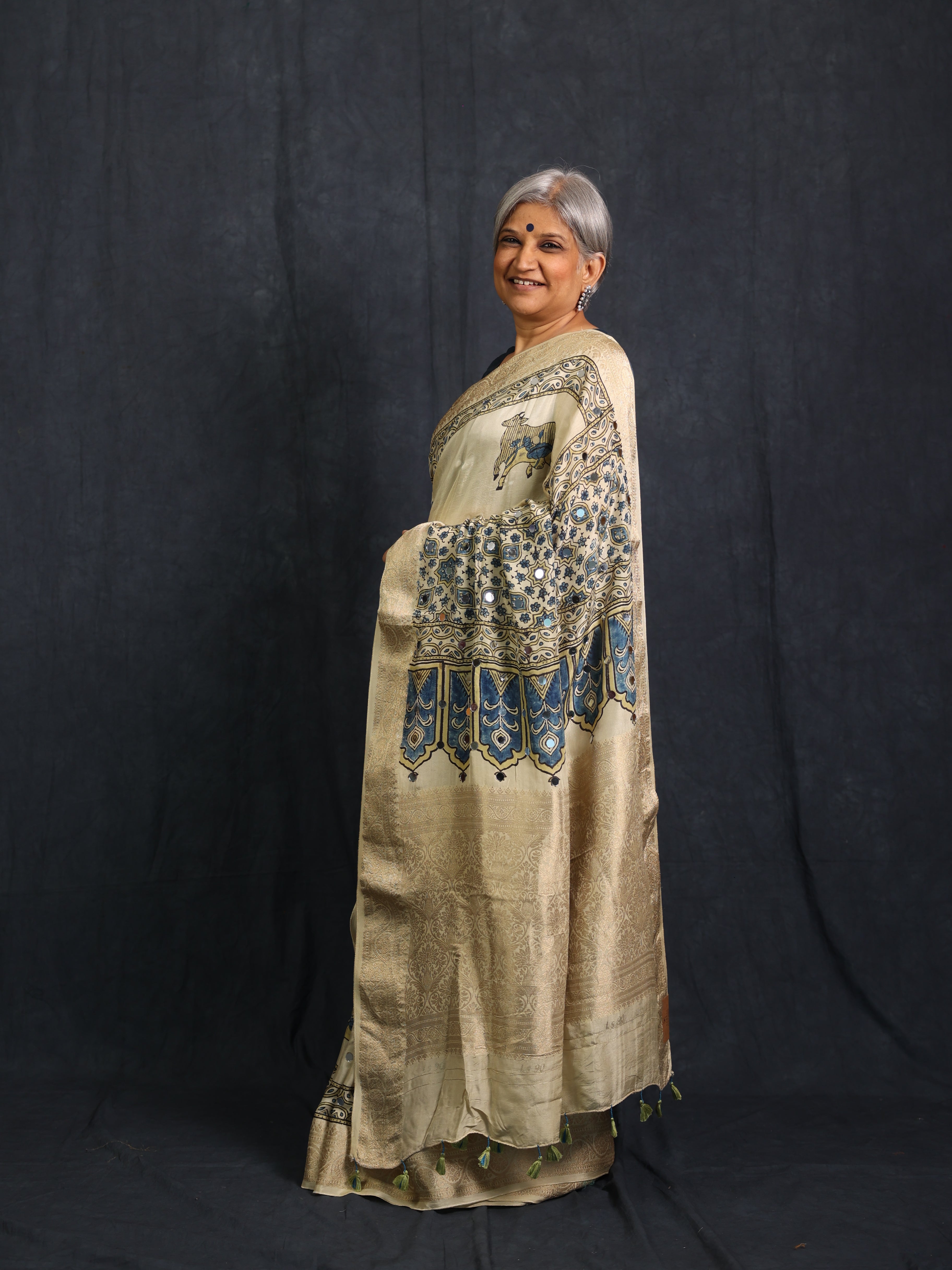 Cream HBP Modal Silk Saree - SRCMSS614