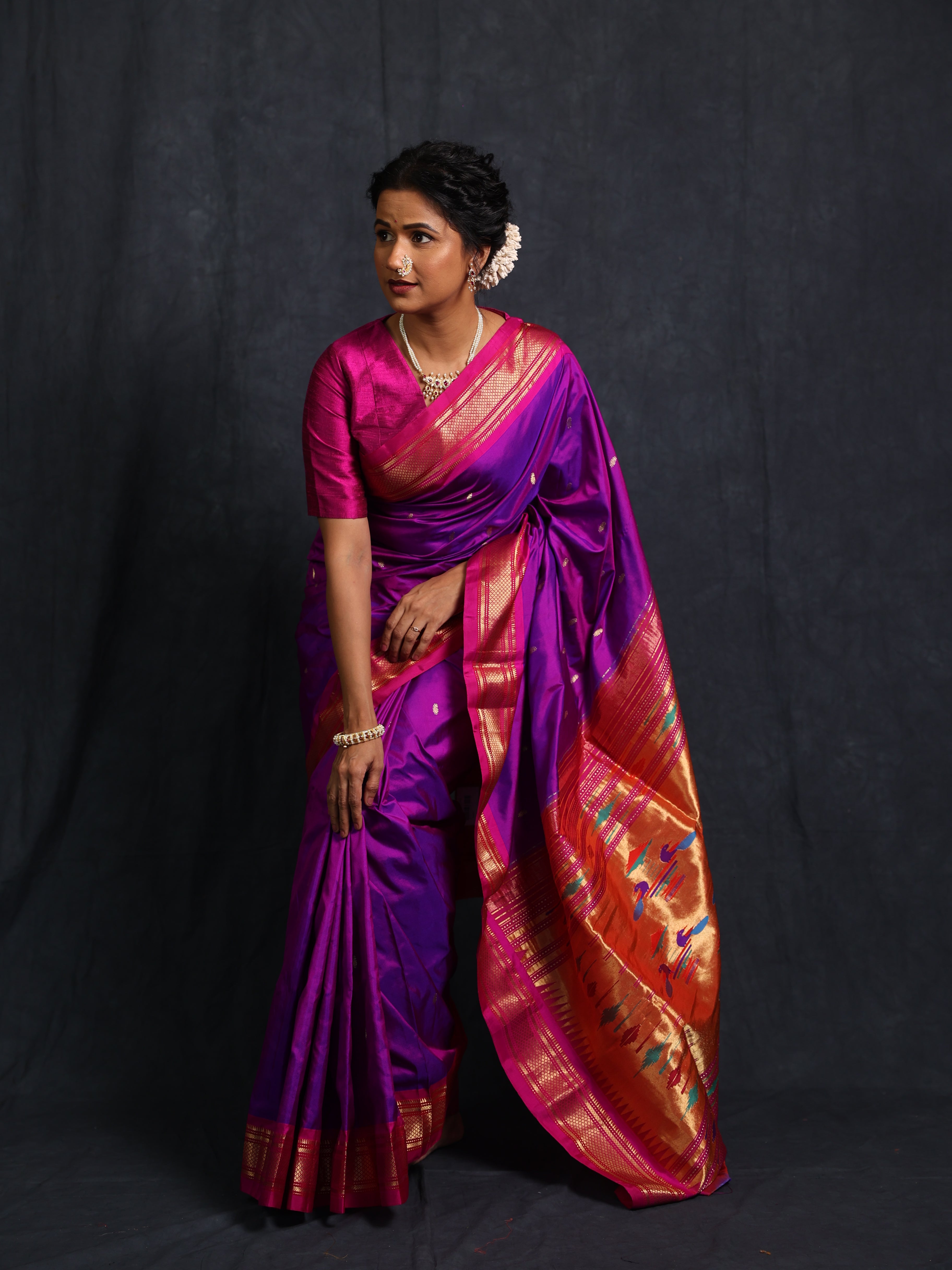 Purple Silk Paithani Saree - SRPSPS762