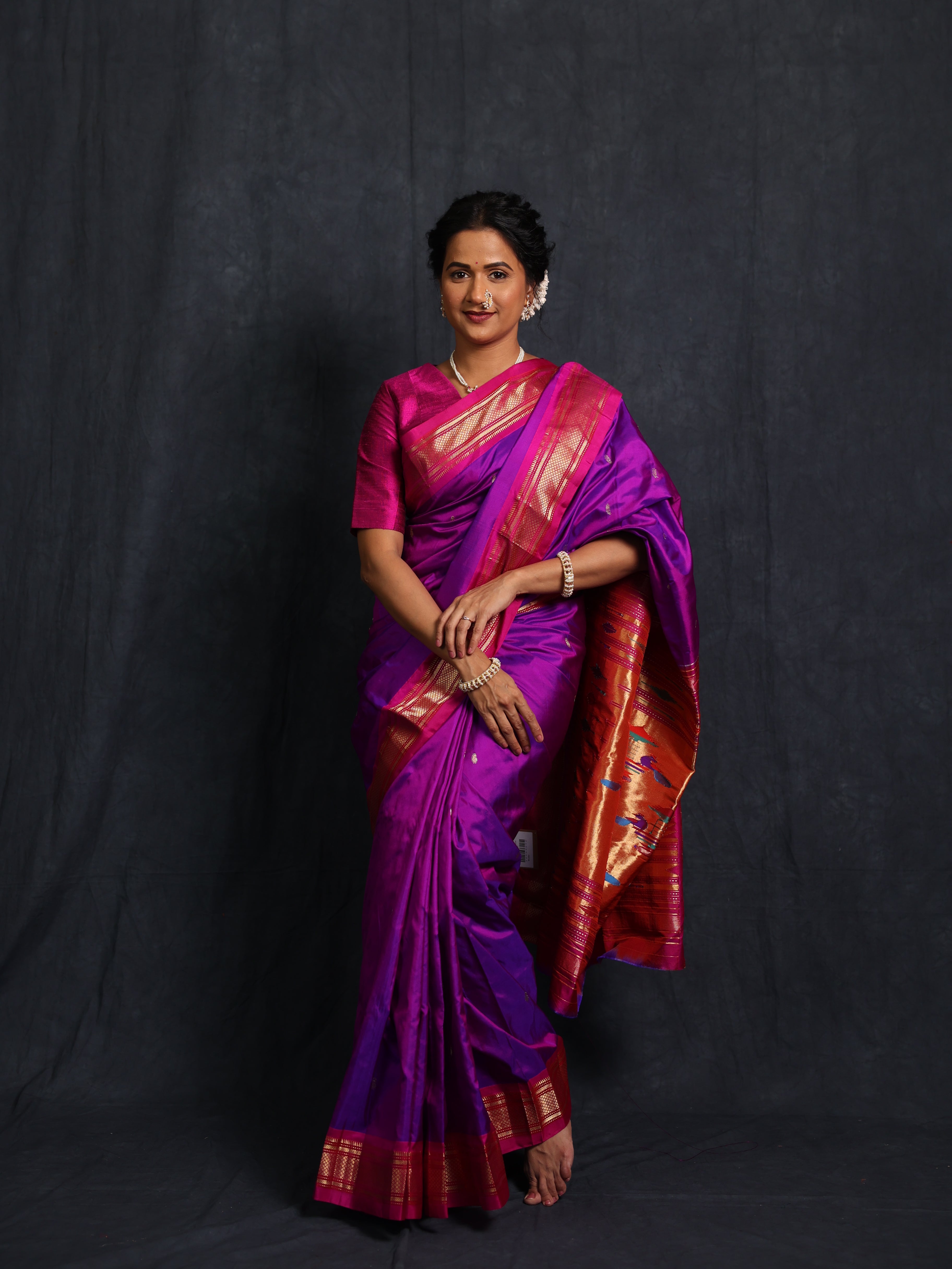 Purple Silk Paithani Saree - SRPSPS762