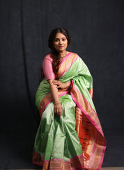 Mint Green Silk Paithani Saree - SRMGSPS768