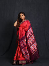 Two Tone Pink Pochampalli Silk Ikat Saree - SRTTPPSIS313