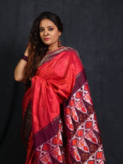 Two Tone Pink Pochampalli Silk Ikat Saree - SRTTPPSIS313