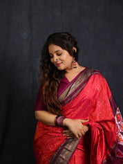 Two Tone Pink Pochampalli Silk Ikat Saree - SRTTPPSIS313