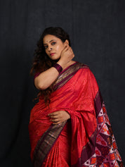 Two Tone Pink Pochampalli Silk Ikat Saree - SRTTPPSIS313