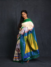 Cream Pochampalli Silk Ikat Saree - SRCPSIS292
