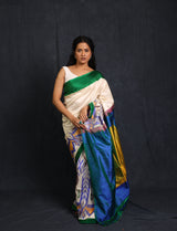 Cream Pochampalli Silk Ikat Saree - SRCPSIS292