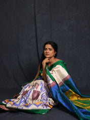 Cream Pochampalli Silk Ikat Saree - SRCPSIS292