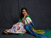 Cream Pochampalli Silk Ikat Saree - SRCPSIS292