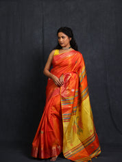 Mustard Orange Mulberry Silk Saree - SRMOMSS03