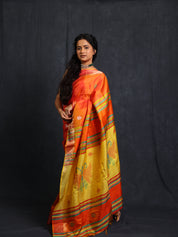 Mustard Orange Mulberry Silk Saree - SRMOMSS03
