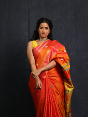 Mustard Orange Mulberry Silk Saree - SRMOMSS03