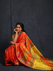 Mustard Orange Mulberry Silk Saree - SRMOMSS03