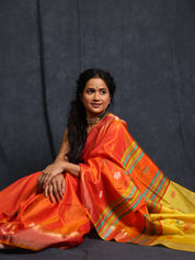 Mustard Orange Mulberry Silk Saree - SRMOMSS03
