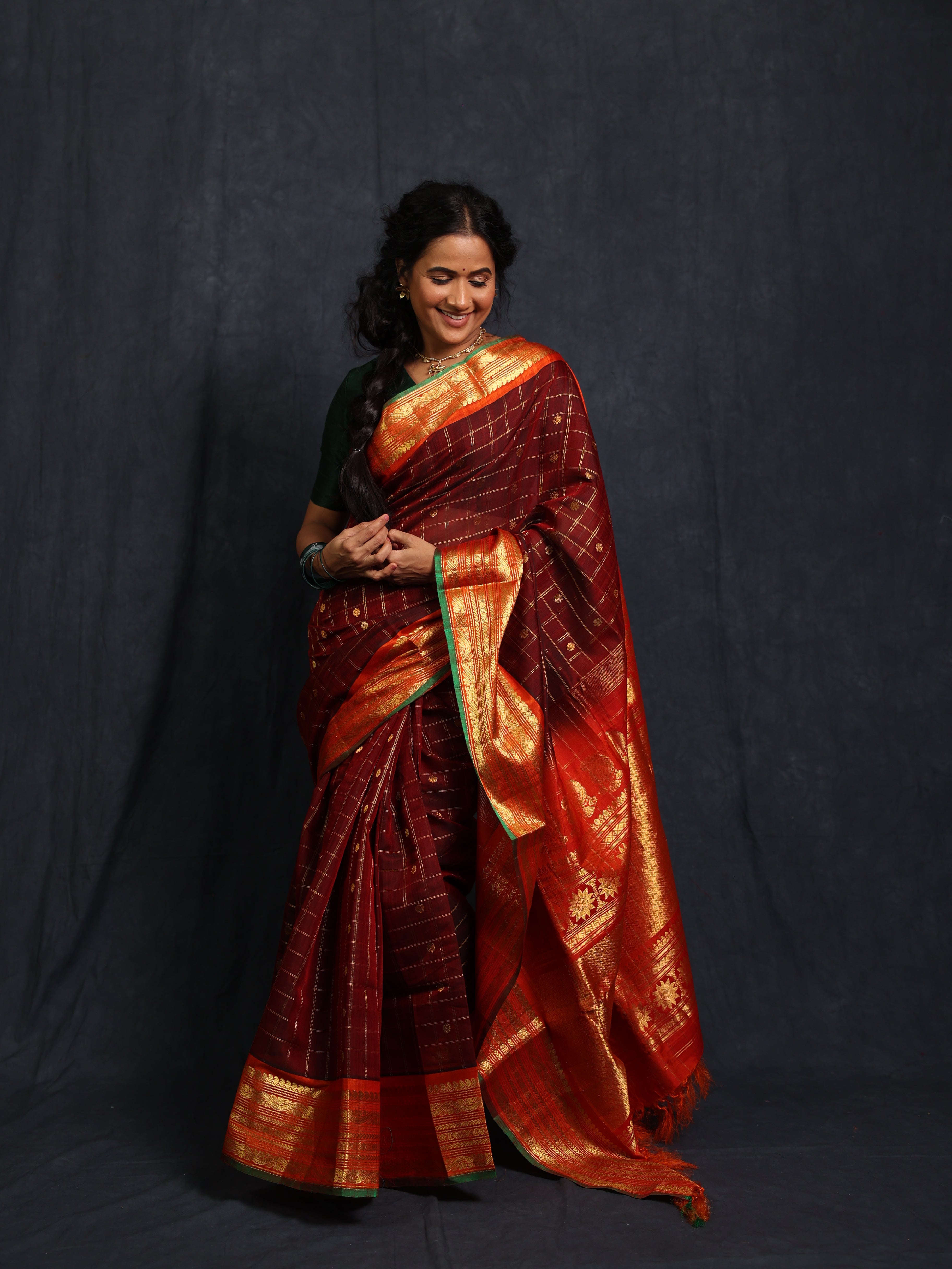 Maroon Gadwal Cotton Silk Saree - SRMGCSS180
