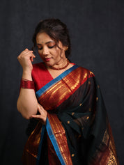Deep Green Gadwal Cotton Silk Saree - SRDGGCSS176