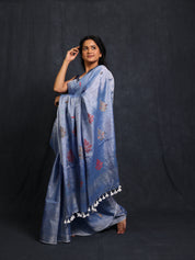 Light Blue Tissue Linen Jamdani Saree - SRLBTLJS160