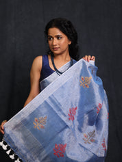 Light Blue Tissue Linen Jamdani Saree - SRLBTLJS160
