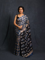 Navy Blue HBP Modal Silk Saree - SRNBMSS564