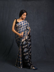 Navy Blue HBP Modal Silk Saree - SRNBMSS564