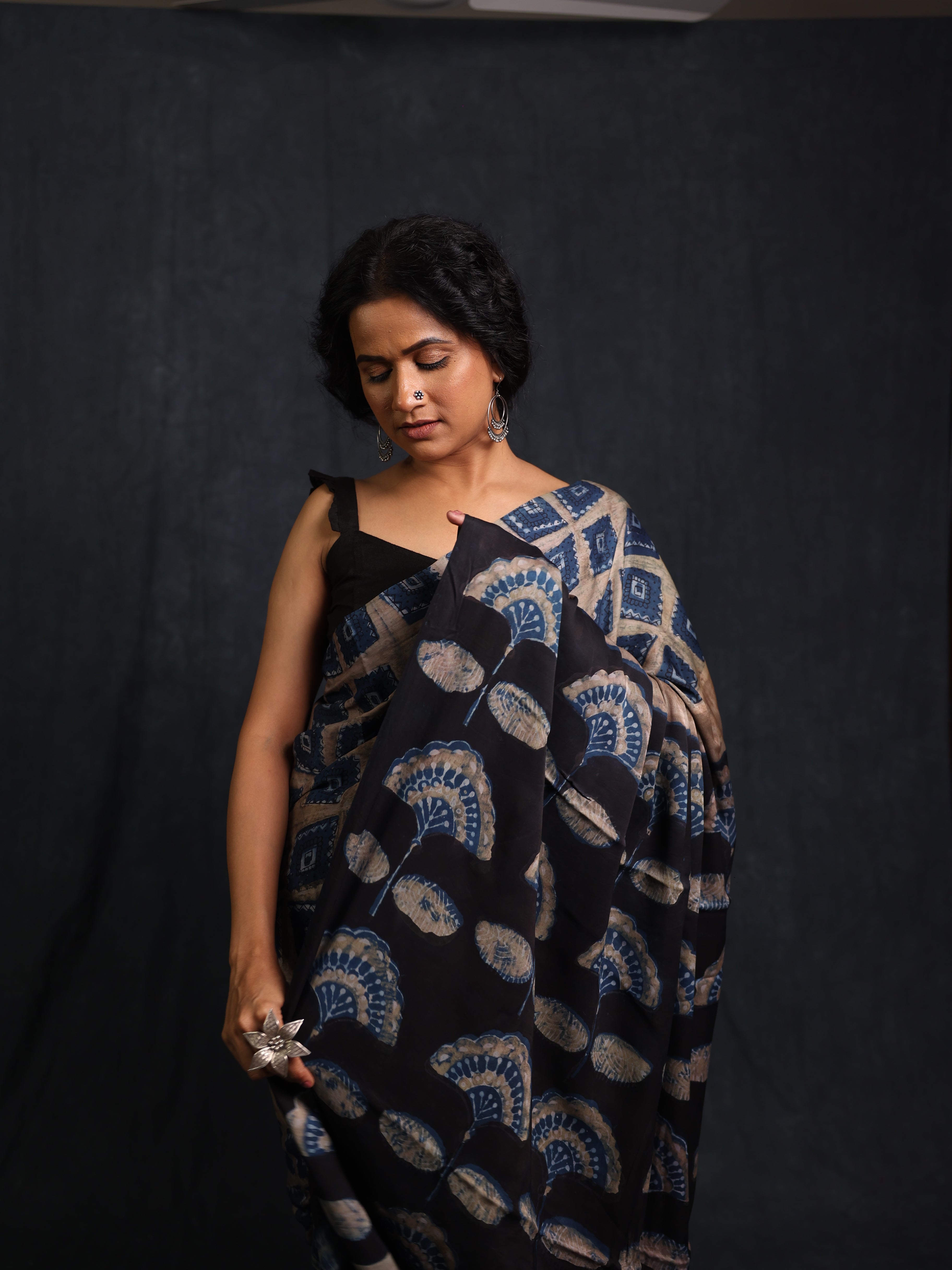 Navy Blue HBP Modal Silk Saree - SRNBMSS564