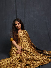 Cream Gold HBP Modal Silk Saree - SRCGMSS535