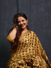 Cream Gold HBP Modal Silk Saree - SRCGMSS535