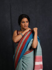 Powder Blue Cotton Ilkal Saree - SRPBCIS947