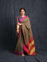 Two Tone Brown Cotton Ilkal Saree - SRTTBCIS974