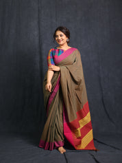Two Tone Brown Cotton Ilkal Saree - SRTTBCIS974