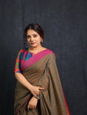 Two Tone Brown Cotton Ilkal Saree - SRTTBCIS974