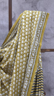 Olive HBP Cotton Saree - SROCS2006