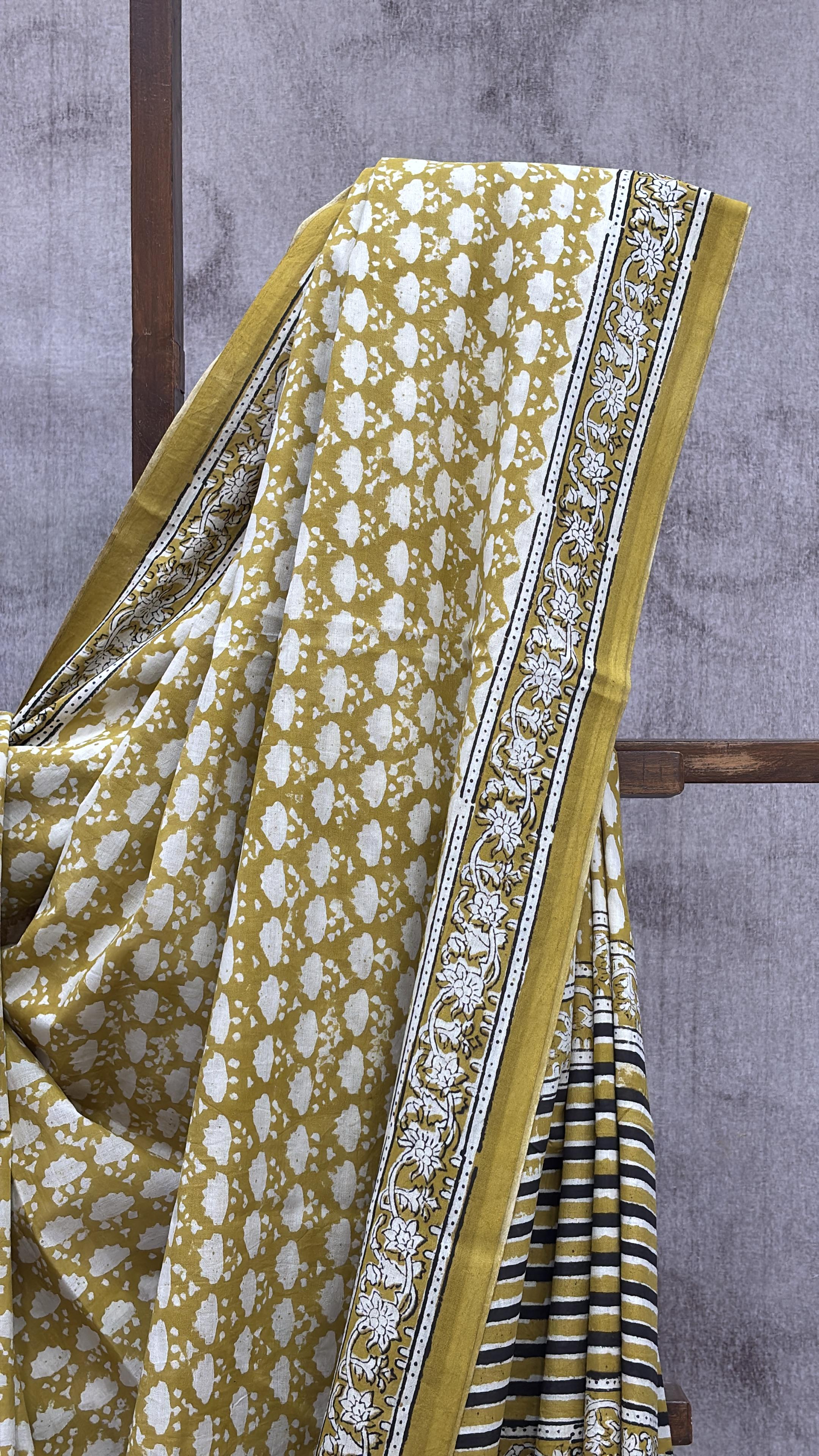 Olive HBP Cotton Saree - SROCS2006