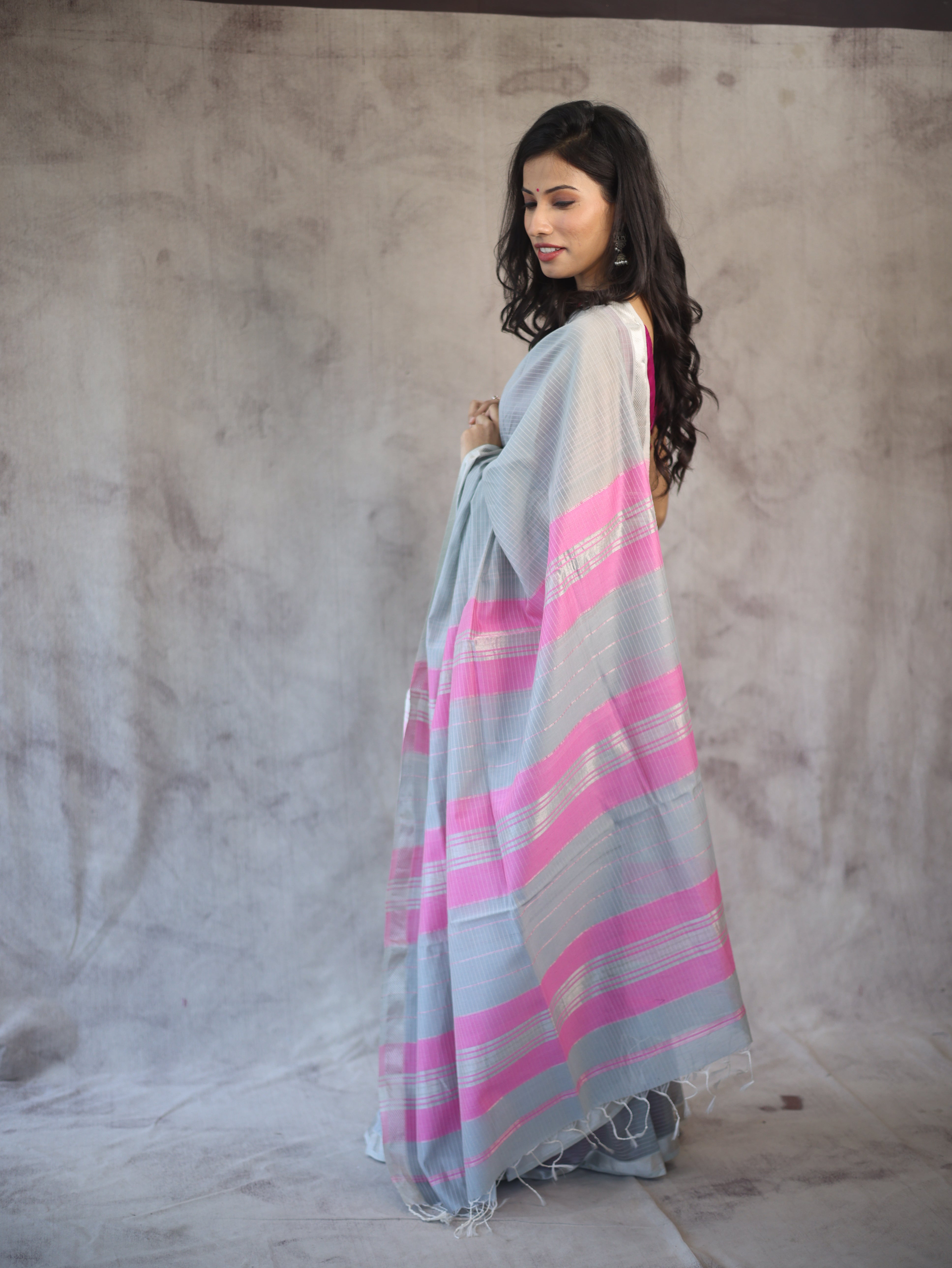 Grey Maheshwari Saree - SRGMS241