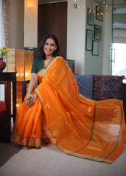 Orange Chanderi Cotton Silk Saree - SROCSS428