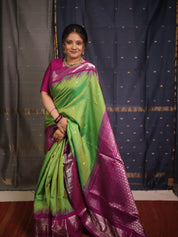 Parrot Green Gadwal Silk Saree - SRPGGSS554