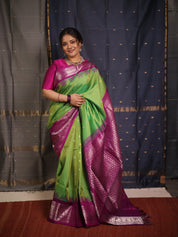 Parrot Green Gadwal Silk Saree - SRPGGSS554