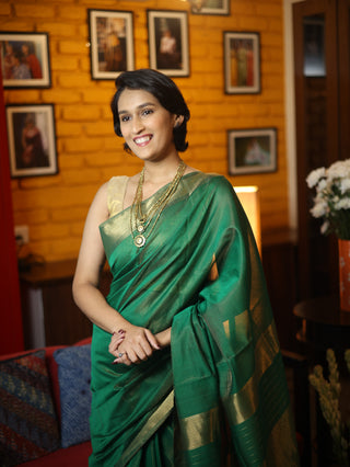 Green Silk Maheshwari Saree - SRGSMS268