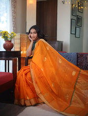 Orange Chanderi Cotton Silk Saree - SROCSS428
