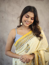 Silver Sleeveless Khun Blouse With Border-SRSKB107