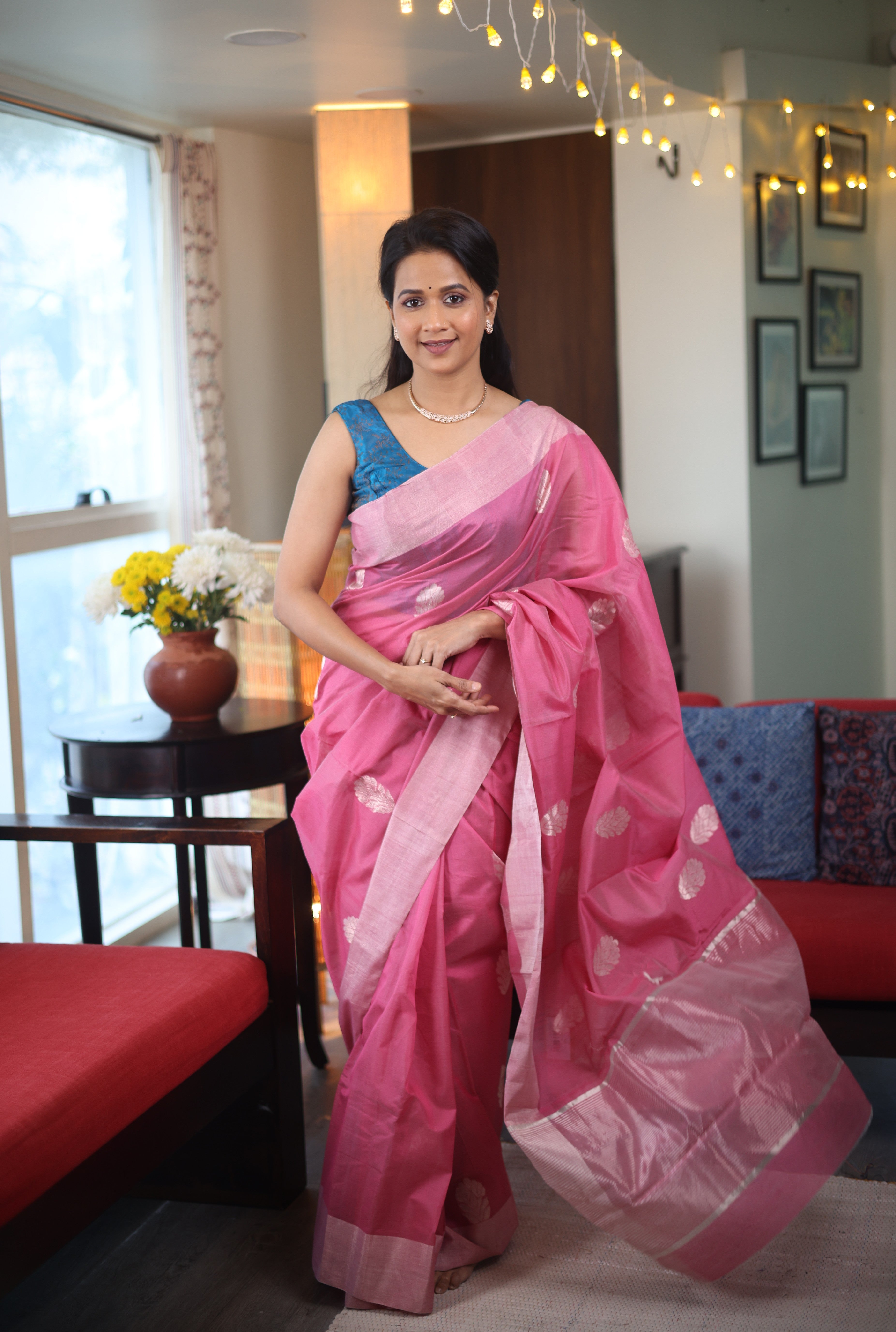 Pink Chanderi Cotton Silk Saree - SRPCSS429