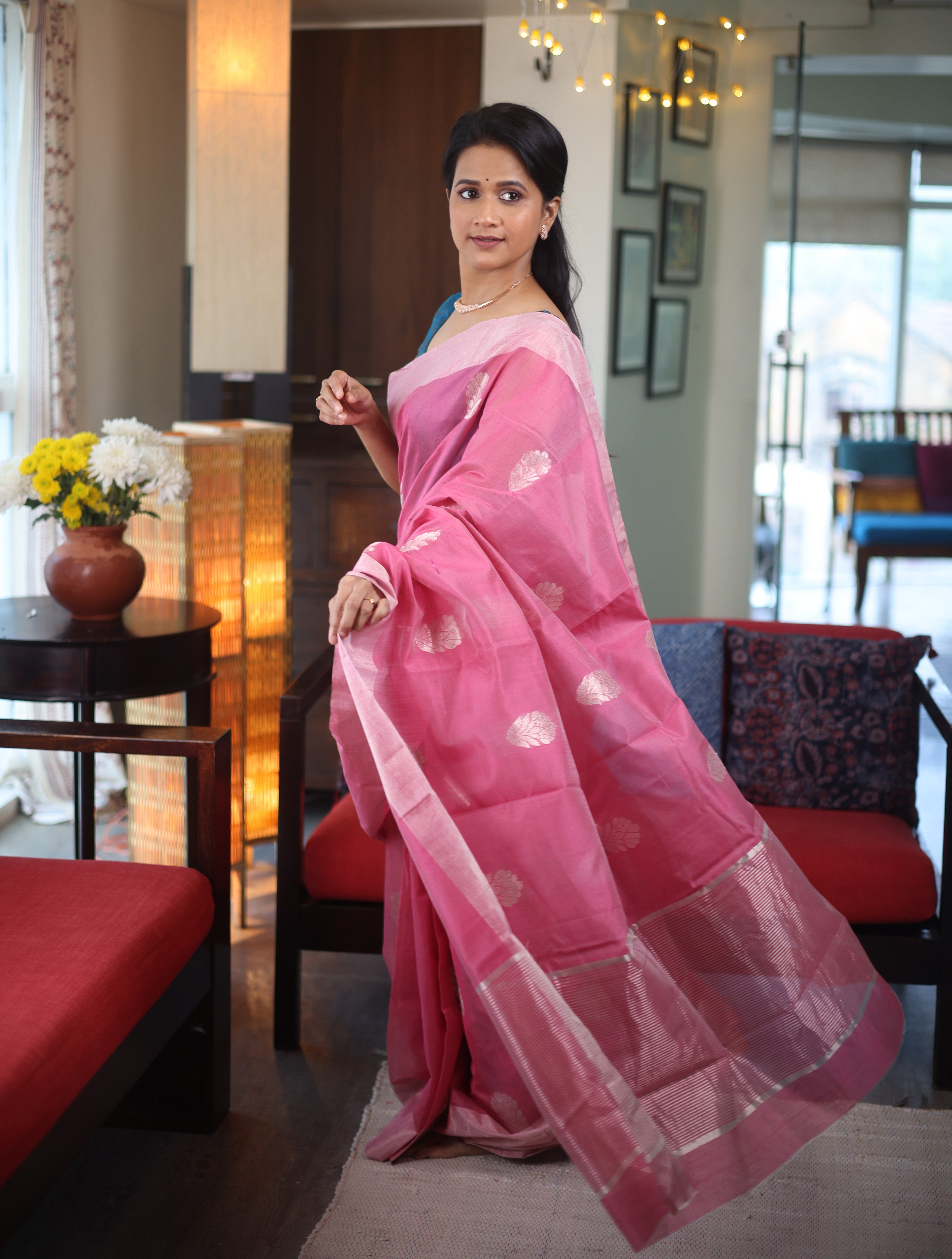Pink Chanderi Cotton Silk Saree - SRPCSS429