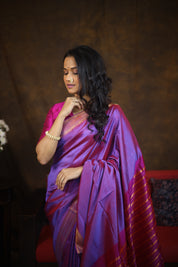 Two Tone Blue Mangalgiri Silk Saree - SRTTBMSS003