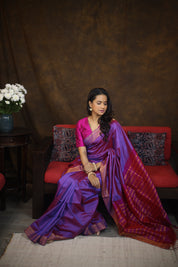 Two Tone Blue Mangalgiri Silk Saree - SRTTBMSS003