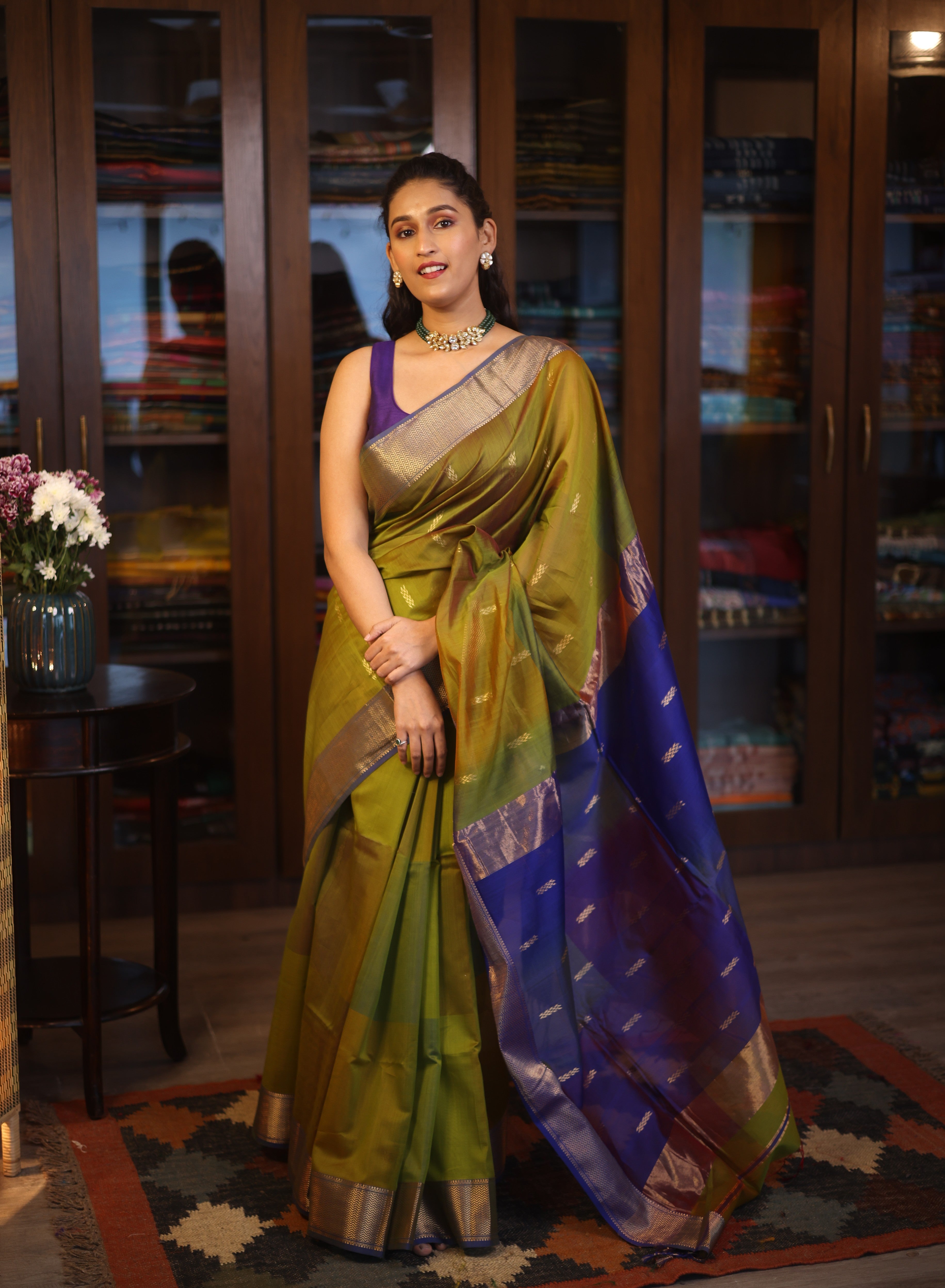Green Maheshwari Saree - SRGMS591